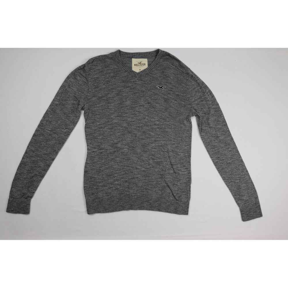 Hollister Sweater Mens Medium Gray V-Neck Long Sleeve Pullover M